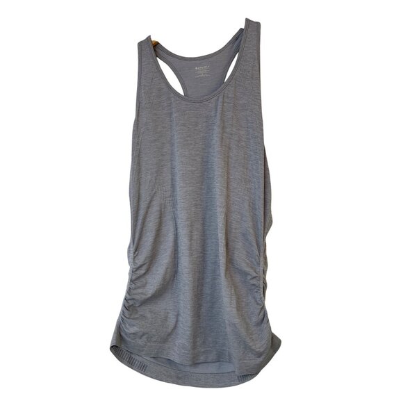 Maternity Athleta Tank Top Gray Ruched Sides Racerback Size L RC10151 EUC - Picture 2 of 7